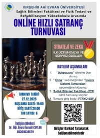 Kırşehir Ahi Evran Üniversitesi Sağlık Bilimleri Fakültesi ile FTRYO Arasında Online Satranç Turnuvası Düzenlendi
